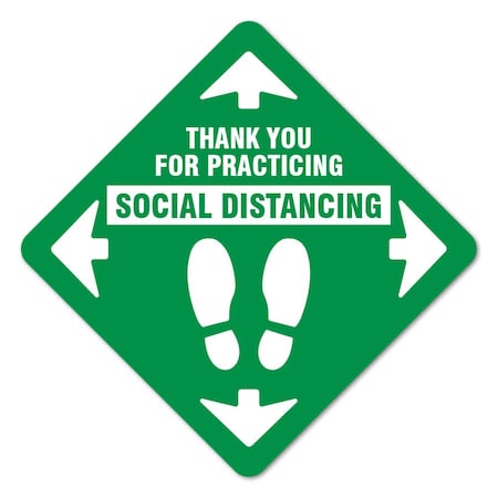 Signmission Thank You For Social Distance Green Non-Slip Floor Graphic, 6PK, 16 in L, 16 in H, 2-X-16-6PK-9994 FD-2-X-16-6PK-9994